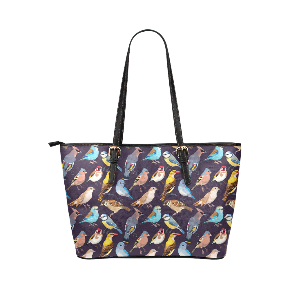 Bird Cute Print Pattern Leather Tote Bag