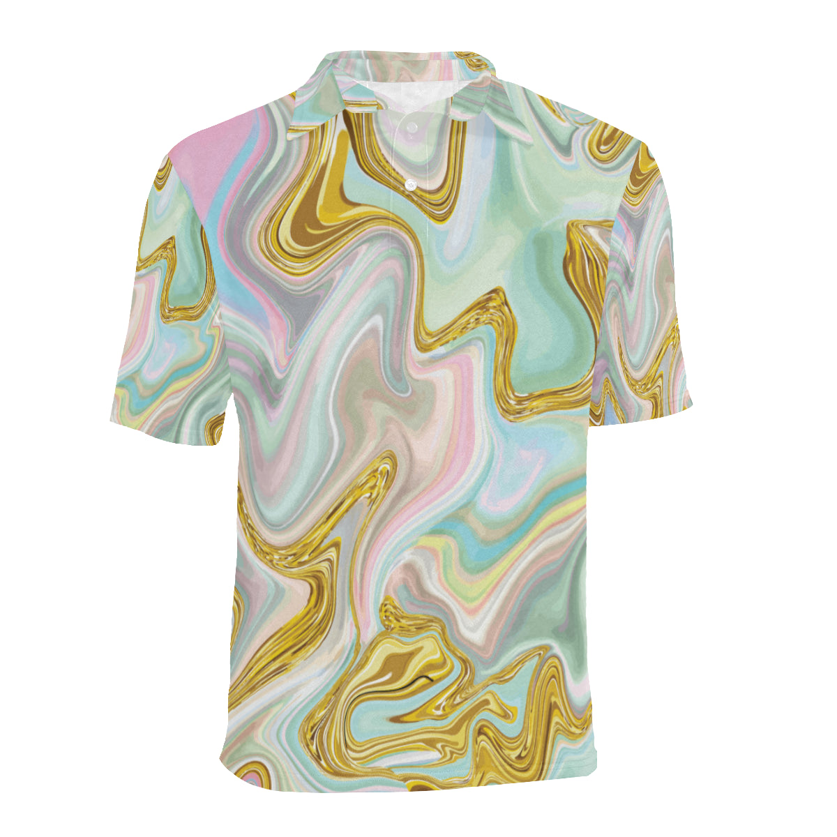 Gold Sweet Marble Men Polo Shirt