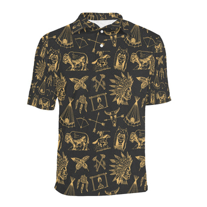 American indian Gold Style Men Polo Shirt