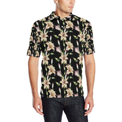Lily Pattern Print Design LY05 Men Polo Shirt