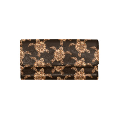 Tribal Sea Turtle Pattern Print Design T09 Women's Trifold Wallet