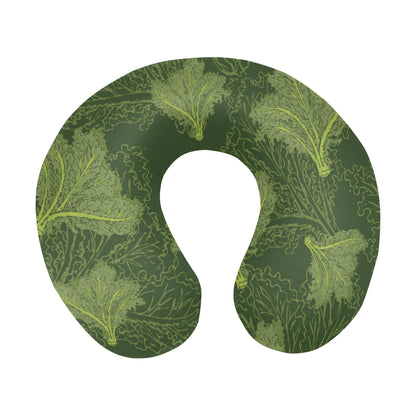 Kale Pattern Print Design 01 U-Shaped Travel Neck Pillow
