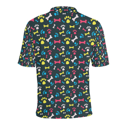 Paw Design Print Men Polo Shirt
