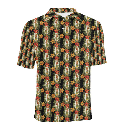 Hawaiian Flower Hula Hibiscus Print Men Polo Shirt