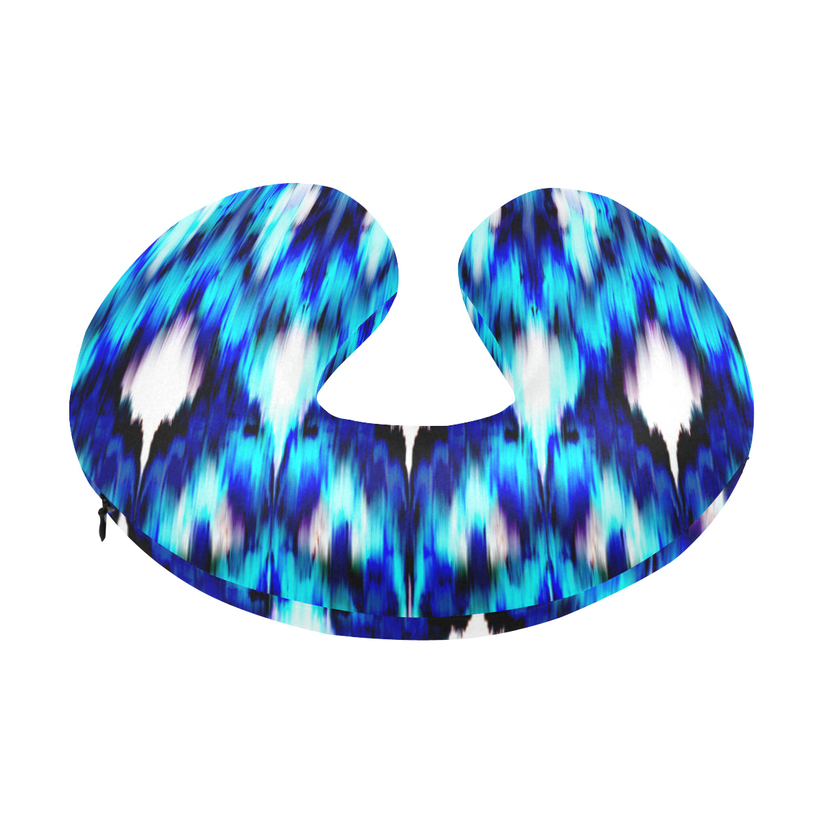 Ikat Blue Pattern Print Design 01 U-Shaped Travel Neck Pillow