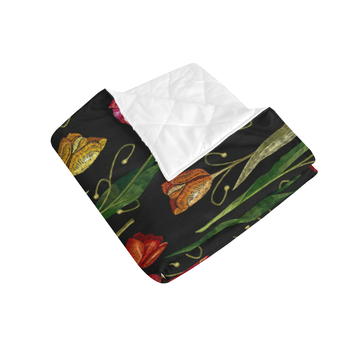 Tulip Embroidered Pattern Print Design TP01 Premium Quilt