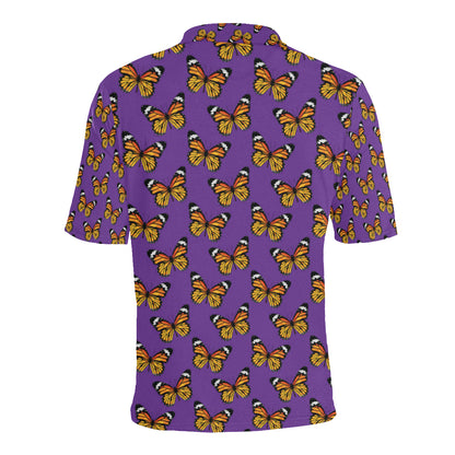 Monarch Butterfly Purple Print Pattern Men Polo Shirt