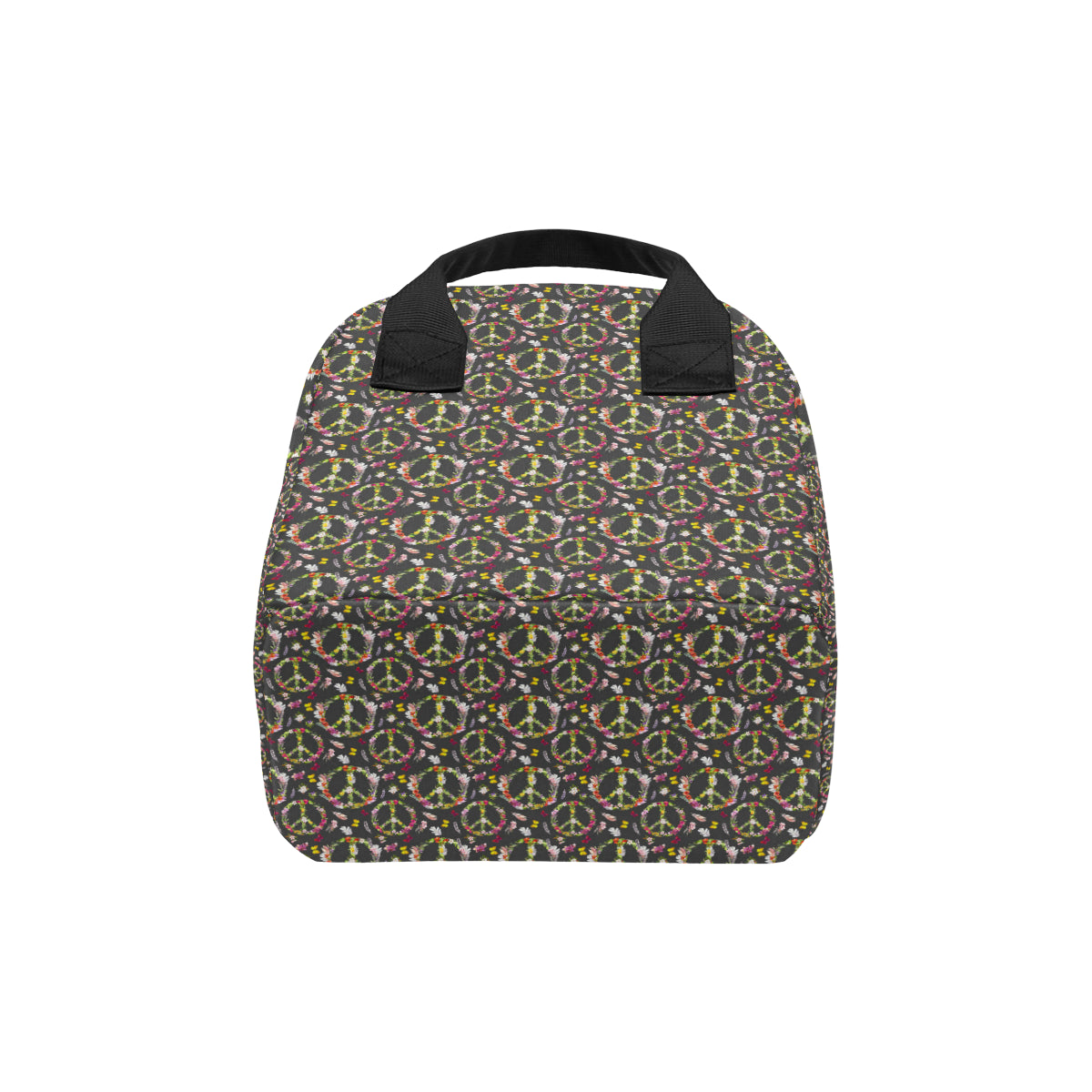 Peace Sign flowers Design Print Insulated Lunch Bag