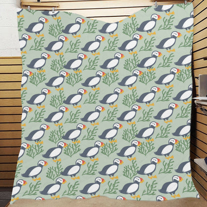 Puffin Pattern Print Design A04 Premium Quilt