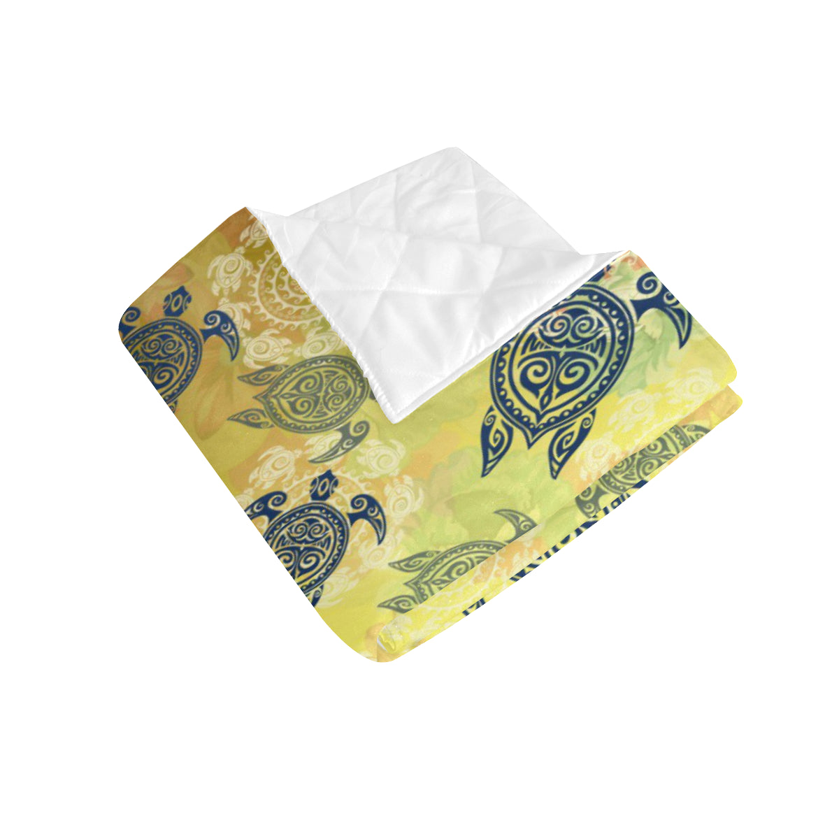 Hawaiian Turtle Tribal Design Print Premium Quilt
