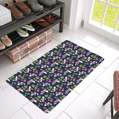 Koi Carp Pattern Design Themed Print Rubber Doormat