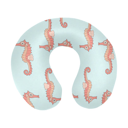SeaHorse Pattern Print Design 01 U-Shaped Travel Neck Pillow