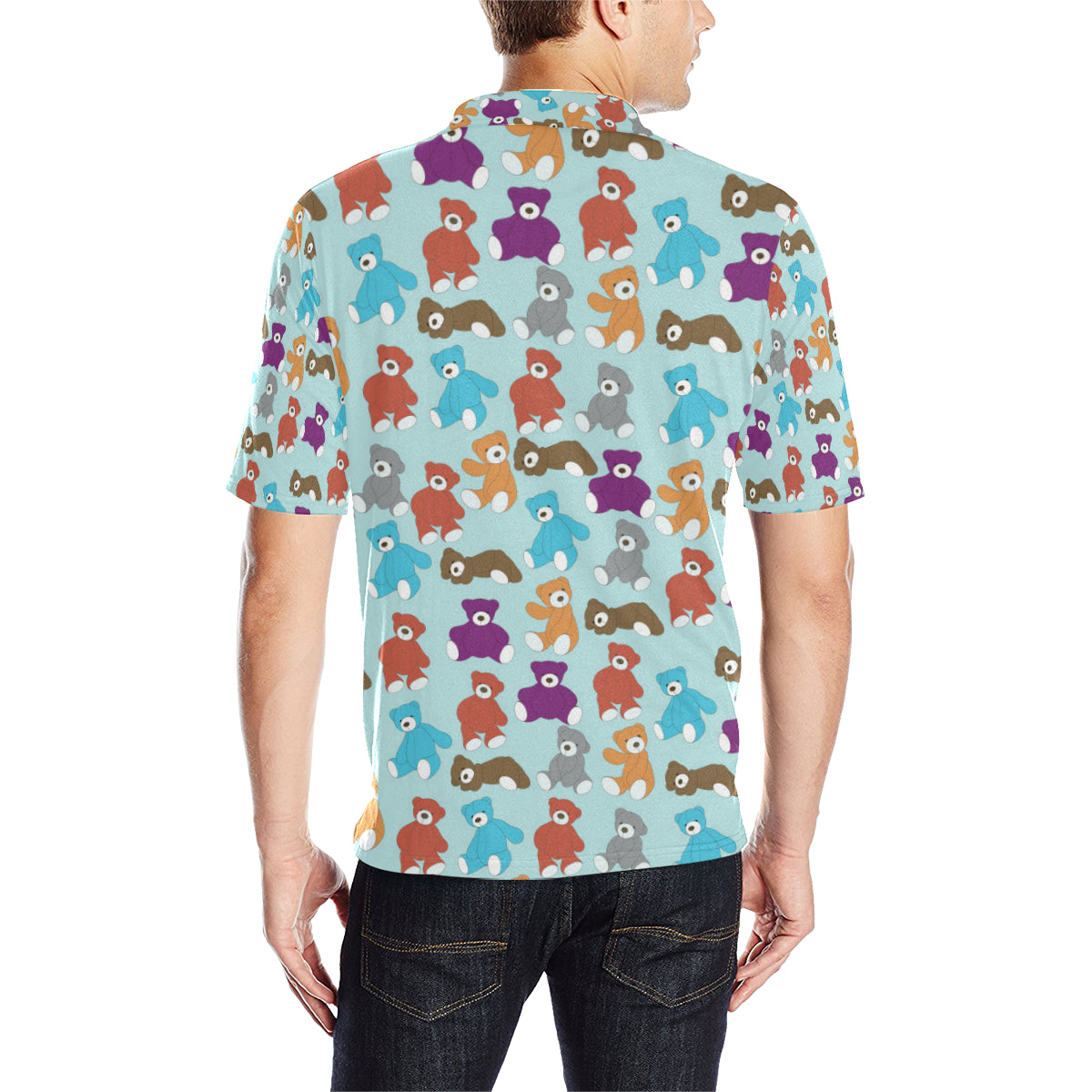 Bear Cute Pattern Print Design 03 Men Polo Shirt