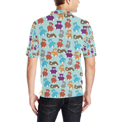 Bear Cute Pattern Print Design 03 Men Polo Shirt