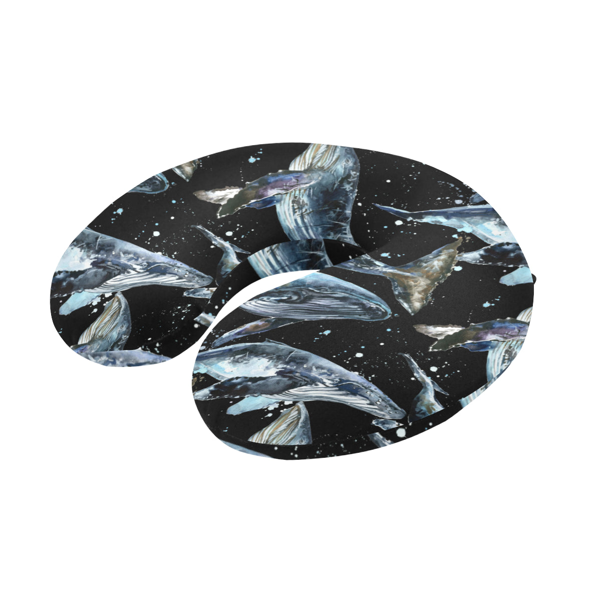 Humpback Whale Pattern Print Design 01 U-Shaped Travel Neck Pillow