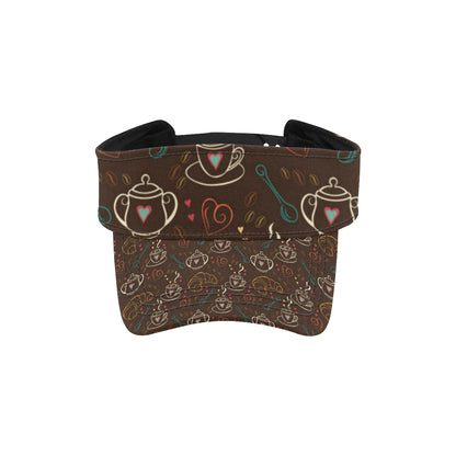 Coffee Pattern Print Design 06 Unisex Sun Visor