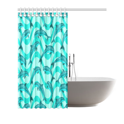 Dolphin Wave Print Shower Curtain