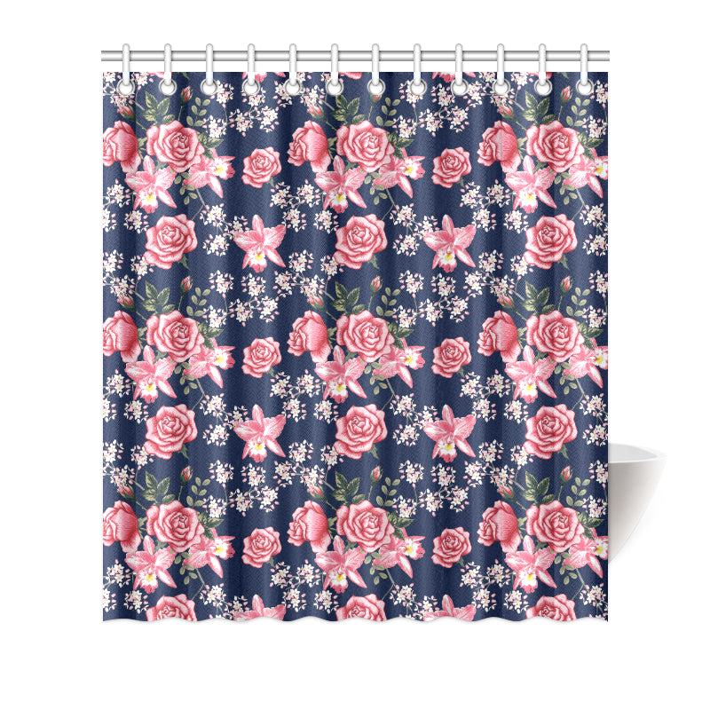 Rose Pattern Print Design A05 Shower Curtain