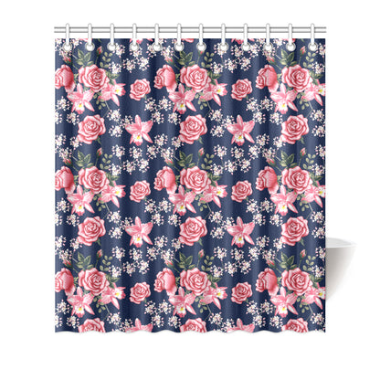 Rose Pattern Print Design A05 Shower Curtain