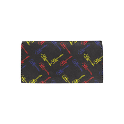 Electric Guitar Pattern Print Design 03 Women's Trifold Wallet