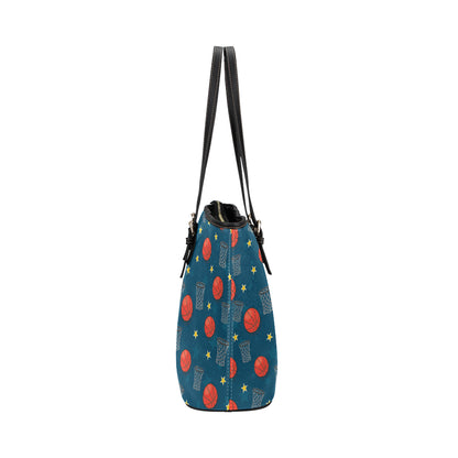 Basketball Classic Print Pattern Leather Tote Bag