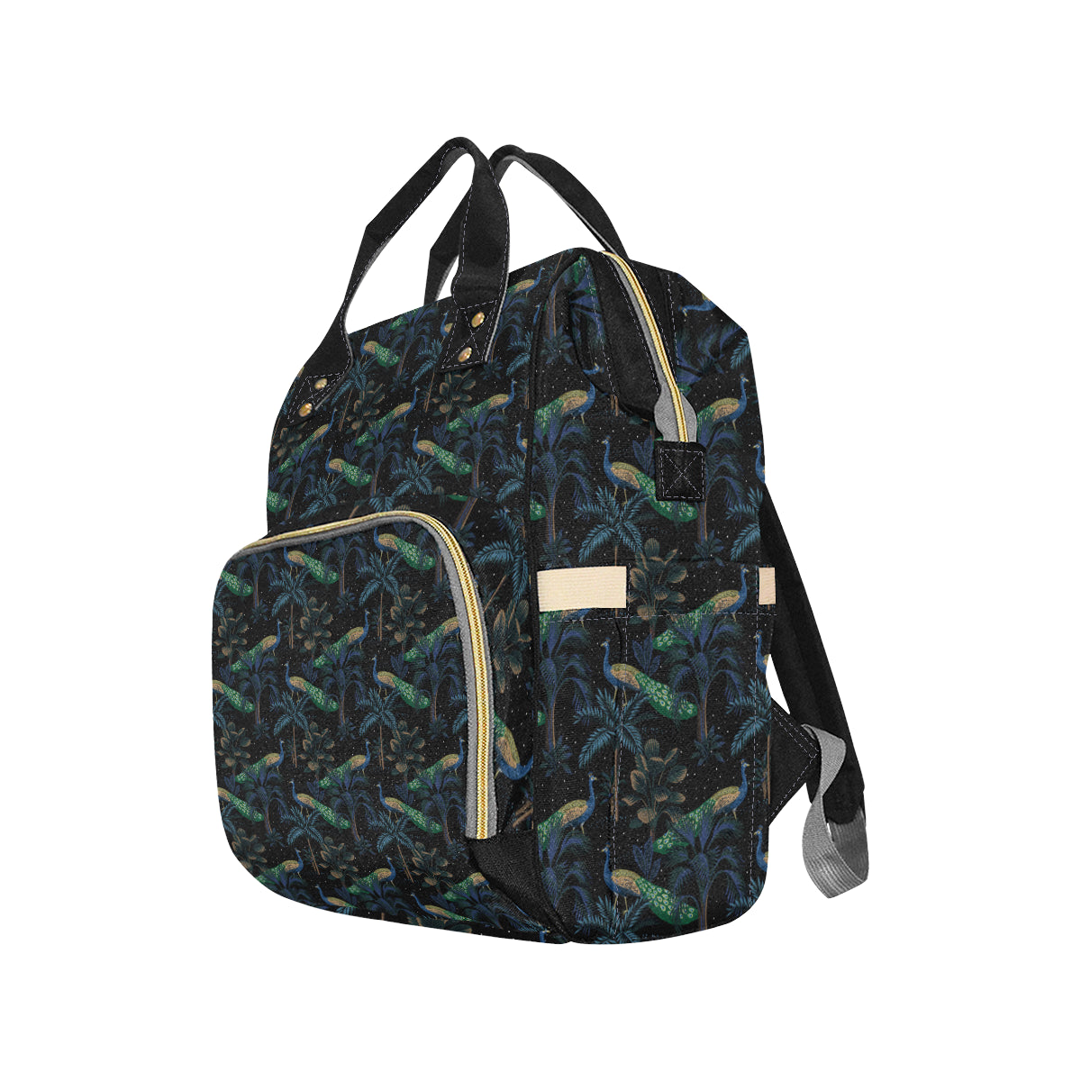 Rainforest Peacock Pattern Print Design A04 Diaper Bag Backpack