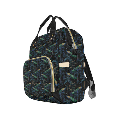 Rainforest Peacock Pattern Print Design A04 Diaper Bag Backpack