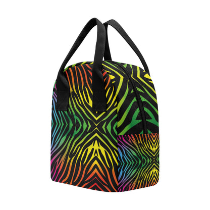 Rainbow Zebra Themed Print Insulated Lunch Bag