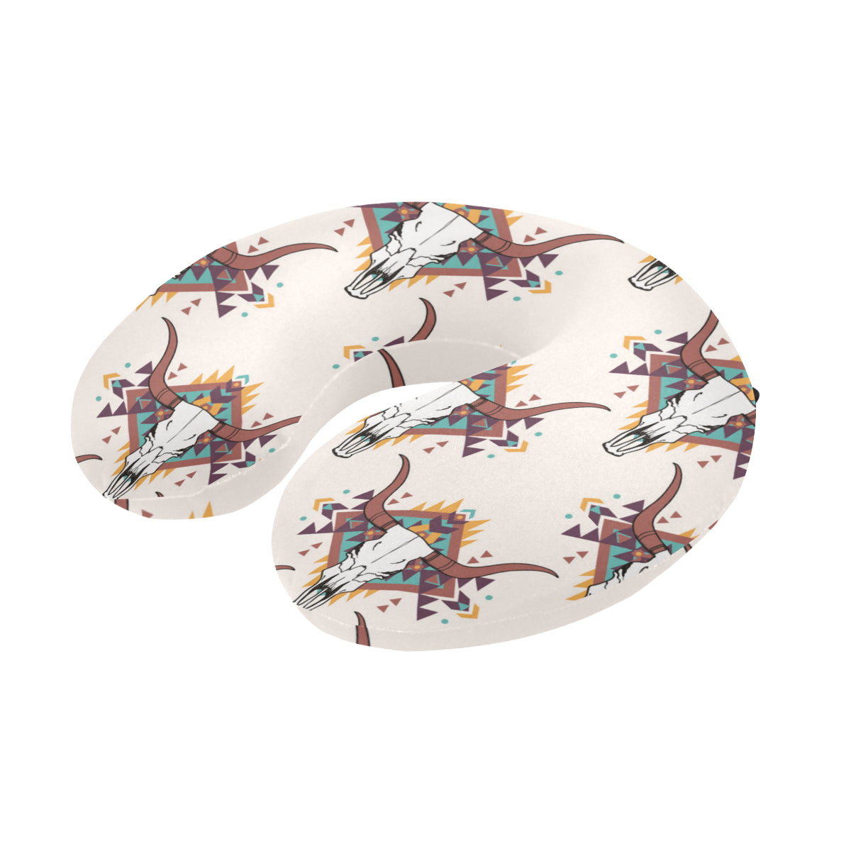 Buffalo Head Pattern Print Design 02 U-Shaped Travel Neck Pillow