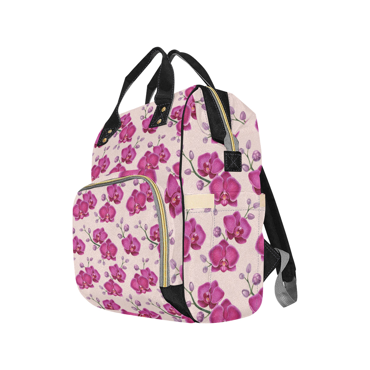 Orchid Pattern Print Design A02 Diaper Bag Backpack