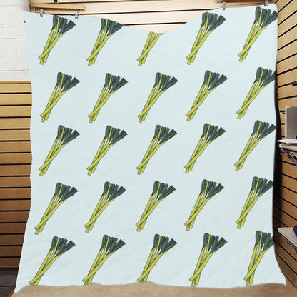 Leek Pattern Print Design 03 Premium Quilt