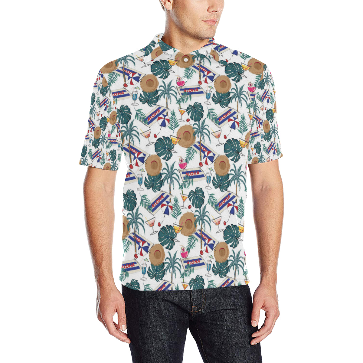 Aloha Hawaii Beach Pattern Print Design 04 Men Polo Shirt