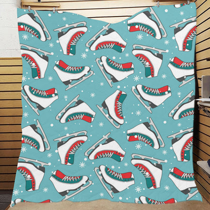 Ice Skate Pattern Print Design 03 Premium Quilt