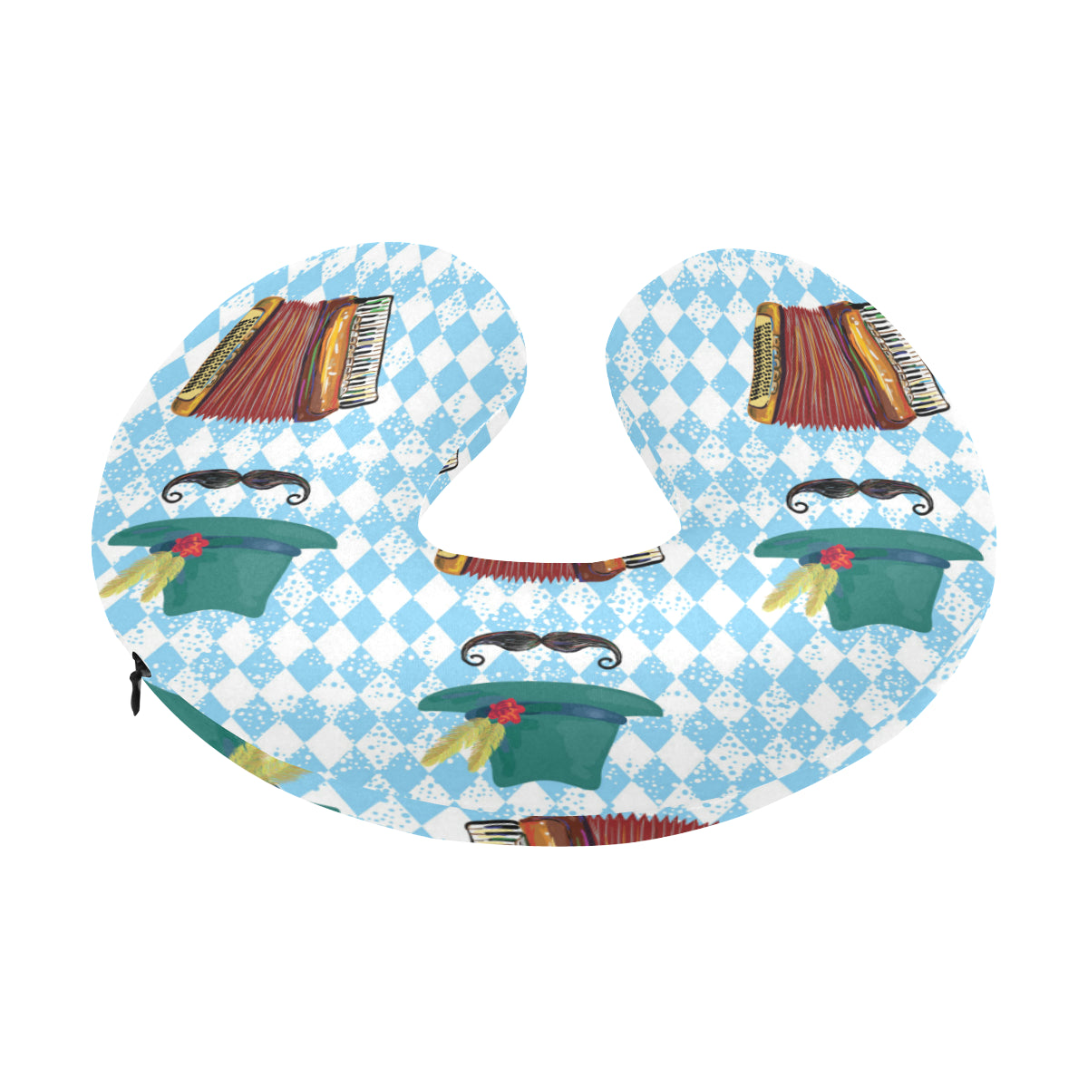 Accordion Mustache Pattern Print Design 01 U-Shaped Travel Neck Pillow
