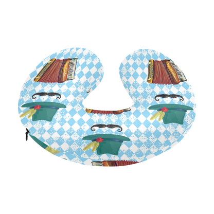 Accordion Mustache Pattern Print Design 01 U-Shaped Travel Neck Pillow