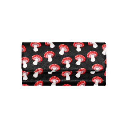 Mushroom Pattern Print Design A02 Women's Trifold Wallet