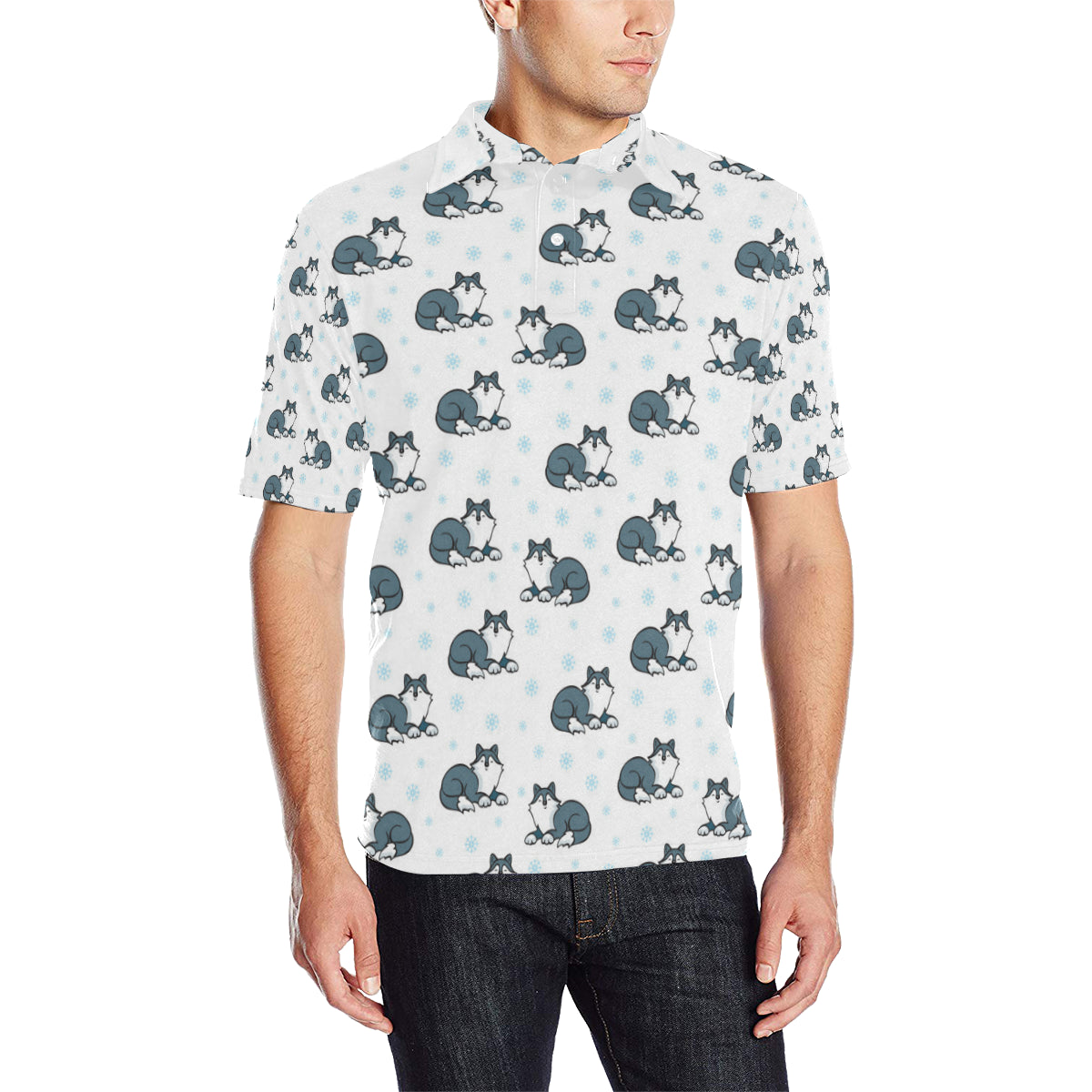 Alaskan Malamute Pattern Print Design 03 Men Polo Shirt