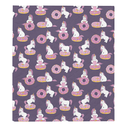 Donut Unicorn Pattern Print Design DN011 Premium Quilt