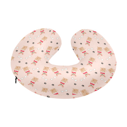 Chihuahua Pattern Print Design 04 U-Shaped Travel Neck Pillow