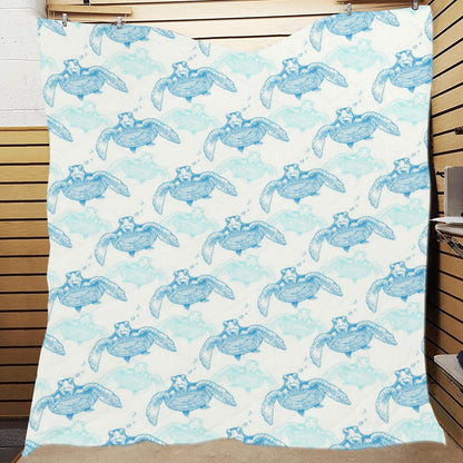 Sea Turtle Pattern Print Design T01 Premium Quilt