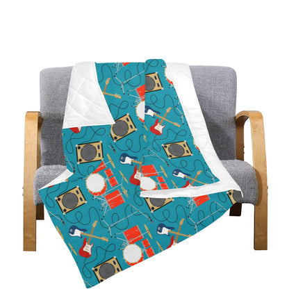 Drum Set Guitar Pattern Print Design 02 Premium Quilt