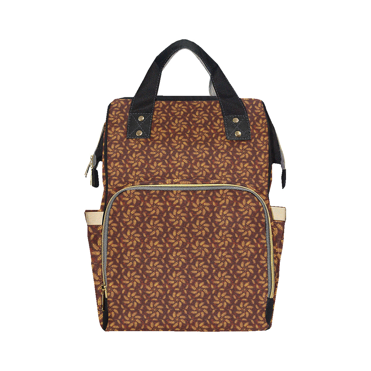 Agricultural Brown Wheat Print Pattern Diaper Bag Backpack