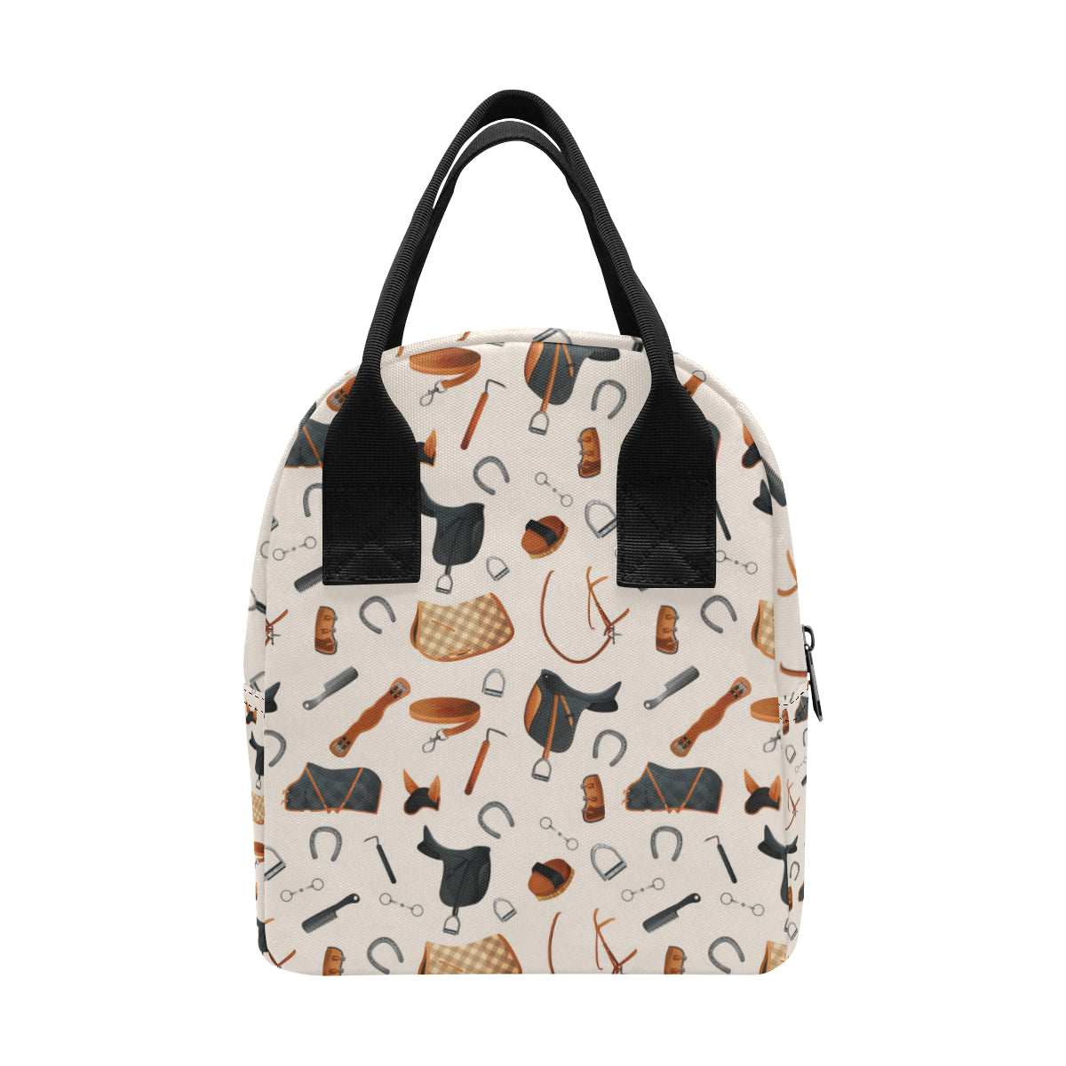 Equestrian Equipment Print Pattern Insulated Lunch Bag