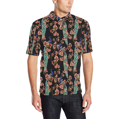 Peacock Pattern Print Design A01 Men Polo Shirt