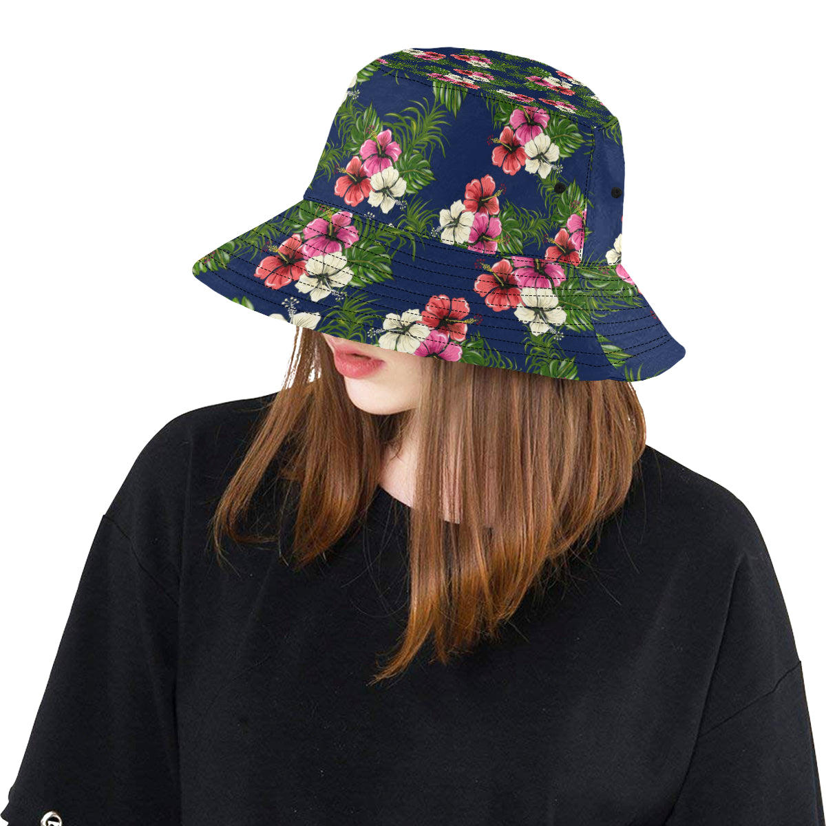 Hibiscus Pattern Print Design HB028 Unisex Bucket Hat