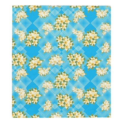 Yellow Plumeria Design Print Pattern Premium Quilt