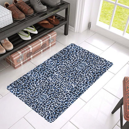 Leopard Blue Skin Print Rubber Doormat