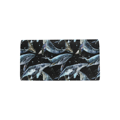 Humpback Whale Pattern Print Design 01 Women's Trifold Wallet