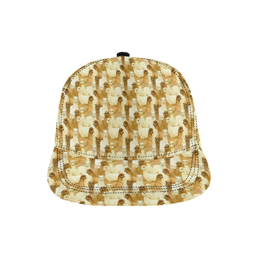 Alpaca Watercolor Design Themed Print Snapback Cap