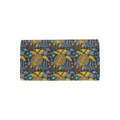 Sea Turtle Pattern Print Design T03 Women's Trifold Wallet